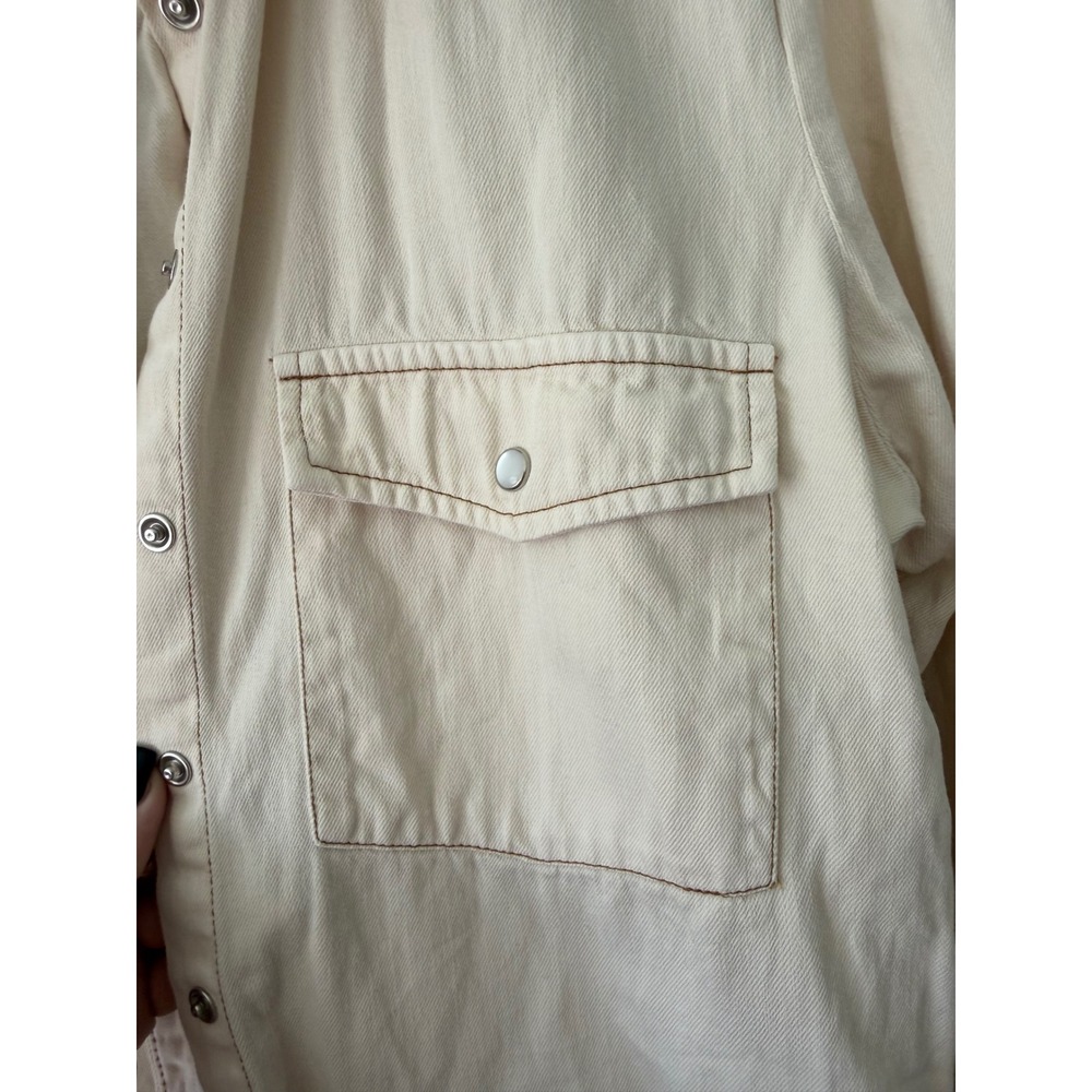 Pilcro sz M White Western Denim Button Up Shirt Minimalist Normcore Streetwear - Picture 6 of 10